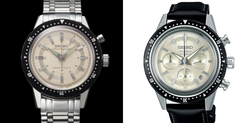 Seiko Crown Chronograph (left) and the Seiko Presage SRQ031 (right)